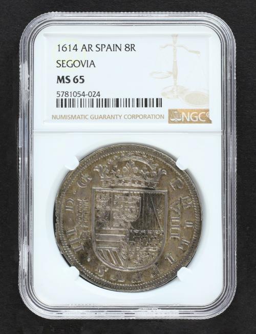 FELIPE III. 8 Reales. 1614. SEGOVIA. AR. 27,31 grs. 6 flores