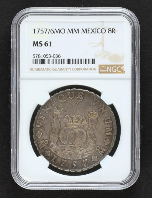 FERNANDO VI. 8 Reales. 1757/6. MÉXICO. M.M. 26,94 grs. Colum