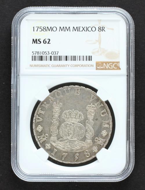 FERNANDO VI. 8 Reales. 1758. MÉXICO. M.M. 26,94 grs. Columna