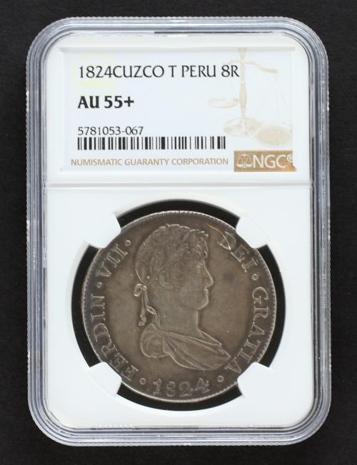FERNANDO VII. 8 Reales. 1824. CUZCO. T. 26,59 grs. Bonita pá