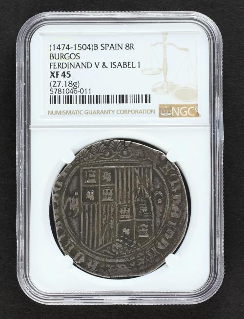 REYES CATÓLICOS. 8 Reales. BURGOS. Anv.: VIII roel encima - 