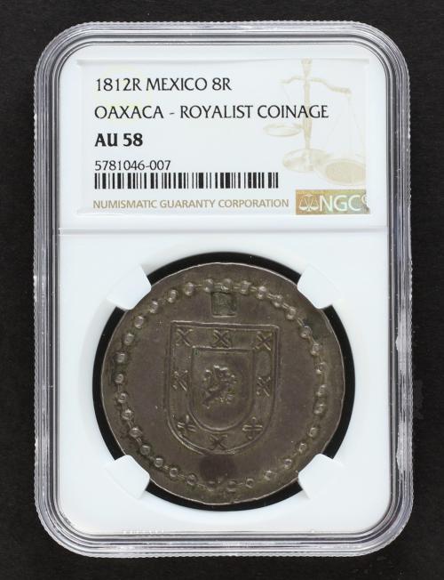 FERNANDO VII. 8 Reales. 1812. OAXACA. Rev.: León pequeño, en