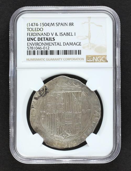 REYES CATÓLICOS. 8 Reales. TOLEDO. Anv.: T roel encima - Esc