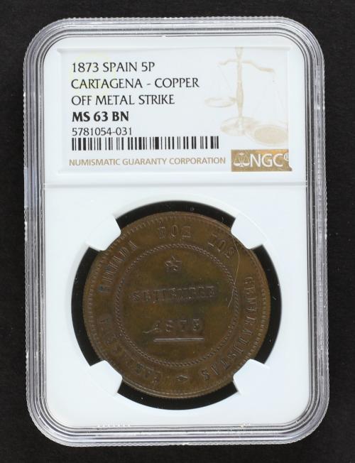 REVOLUCIÓN CANTONAL. 5 Pesetas. Septiembre 1873. CARTAGENA. 