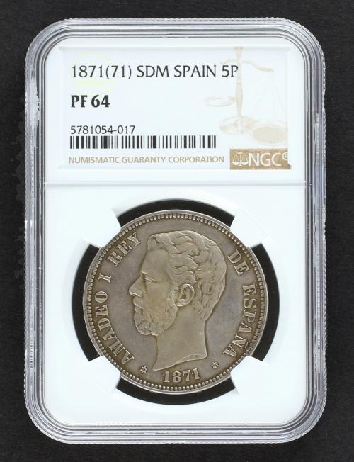 AMADEO I. 5 Pesetas. 1871 (*18-71). S.D.-M. Extraordinaria p