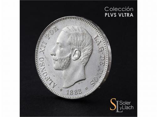 ALFONSO XII. 5 Pesetas. 1882 (*18-82). M.S.-M. Pleno brillo 