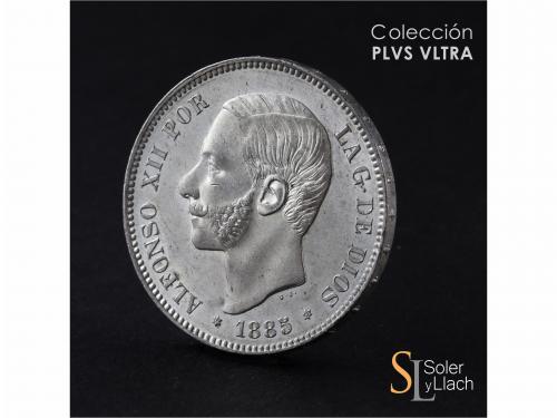 ALFONSO XII. 5 Pesetas. 1885 (*18-87). M.S.-M. Brillo origin