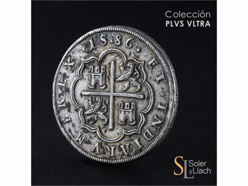 FELIPE II. 8 Reales. 15+86. SEGOVIA. Anv.: Acueducto vertica
