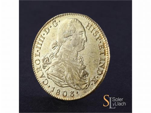 CARLOS IV. 8 Escudos. 1803. POPAYÁN. J.F. 26,95 grs. (Levísi