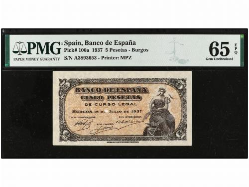 ESTADO ESPAÑOL. Lote 2 billetes 5 Pesetas. 18 Julio 1937. Po