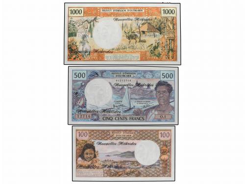 BILLETES EXTRANJEROS. Lote 3 billetes 100, 500, 1.000 Franco