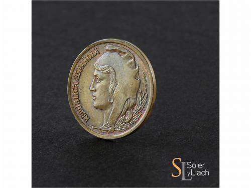 II REPÚBLICA. Prueba de 25 Céntimos. 1937. Cabeza femenina a