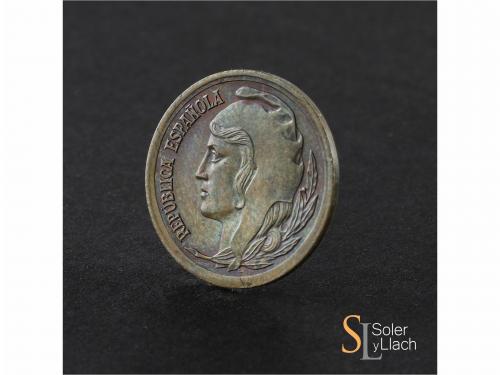 II REPÚBLICA. Prueba de 10 Céntimos. 1937. Cabeza femenina a