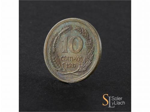 II REPÚBLICA. Prueba de 10 Céntimos. 1937. Cabeza femenina a