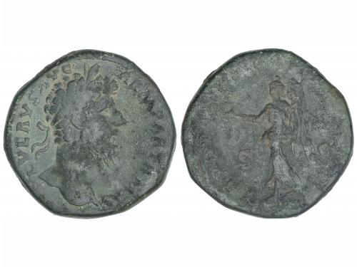IMPERIO ROMANO. Sestercio. Acuñada el 167 d.C. LUCIO VERO. A
