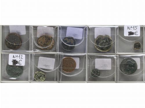 MONEDAS HISPÁNICAS. Lote 10 cobres. AE. Incluye As Época de 