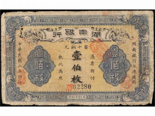 BILLETES EXTRANJEROS. 100 Coppers. 1913. CHINA. HUNAN PROVIN