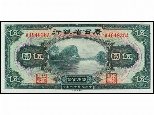 BILLETES EXTRANJEROS. 5 Dólares. 1929. CHINA. PROVINCIAL BAN