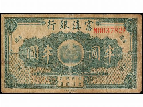 BILLETES EXTRANJEROS. 1/2 Dólar. (1921). CHINA. FU-TIEN BANK
