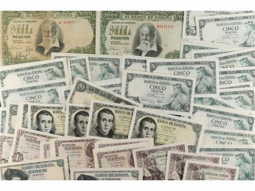 ESTADO ESPAÑOL. Lote 70 billetes 1 a 1.000 Pesetas. Incluye 
