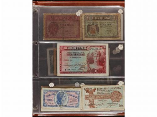 ESTADO ESPAÑOL. Lote 55 billetes 1 a 1.000 Pesetas. 1936 a 1