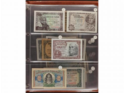 ESTADO ESPAÑOL. Lote 55 billetes 1 a 1.000 Pesetas. 1936 a 1