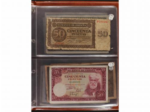 ESTADO ESPAÑOL. Lote 55 billetes 1 a 1.000 Pesetas. 1936 a 1