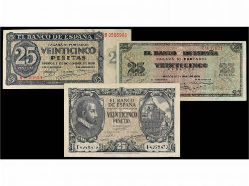 BILLETES ESPAÑOLES. Lote 3 billetes 25 Pesetas. 25 Pesetas 2