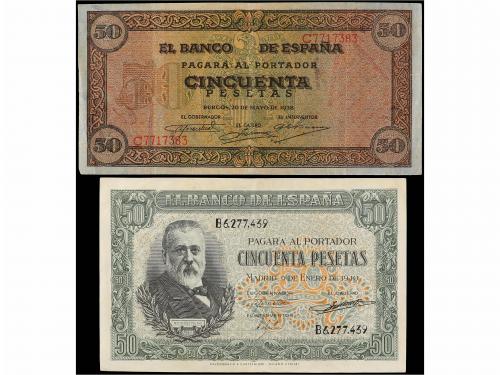 BILLETES ESPAÑOLES. Lote 2 billetes 50 Pesetas. 50 Pesetas M