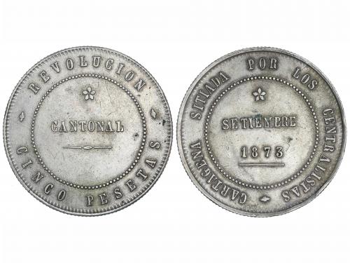 REVOLUCIÓN CANTONAL. 5 Pesetas. 1873. CARTAGENA. 28,19 grs. 