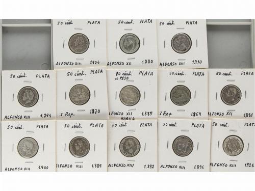 LOTES CENTENARIO. Lote 13 monedas 50 Céntimos (12), 10 Centa