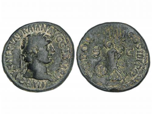 IMPERIO ROMANO. As. Acuñada el 98 d.C. TRAJANO. Anv.: TRAJAN