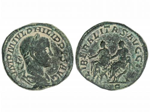 IMPERIO ROMANO. Sestercio. Acuñada el 246-249 d.C. FILIPO II