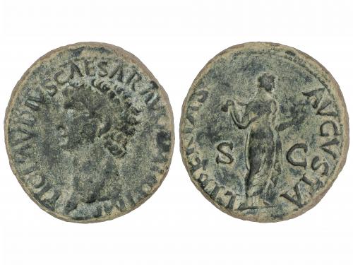 IMPERIO ROMANO. As. Acuñada el 41 d.C. CLAUDIO. Anv.:  TI. C