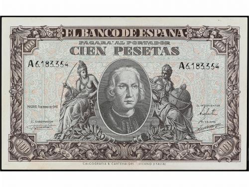 ESTADO ESPAÑOL. 100 Pesetas. 9 Enero 1940. Colón. Serie A. (
