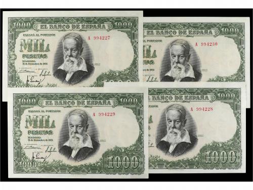 ESTADO ESPAÑOL. Lote 4 billetes 1.000 Pesetas. 31 Diciembre 