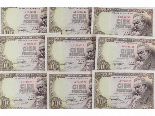 ESTADO ESPAÑOL. Lote 9 billetes 100 Pesetas. 19 Febrero 1946