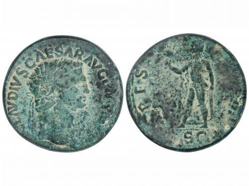 IMPERIO ROMANO. Sestercio. Acuñada el 41 d.C. CLAUDIO. Anv.: