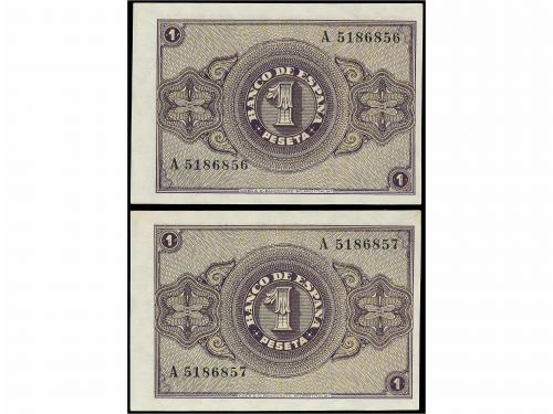 ESTADO ESPAÑOL. Lote 2 billetes 1 Peseta. 30 Abril 1938. Ser