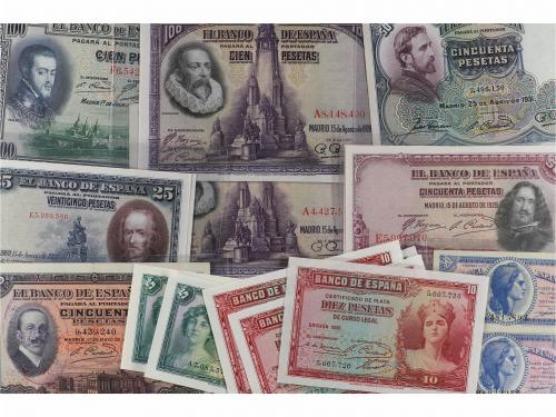 BILLETES ESPAÑOLES. Lote 20 billetes 50 Céntimos a 100 Peset