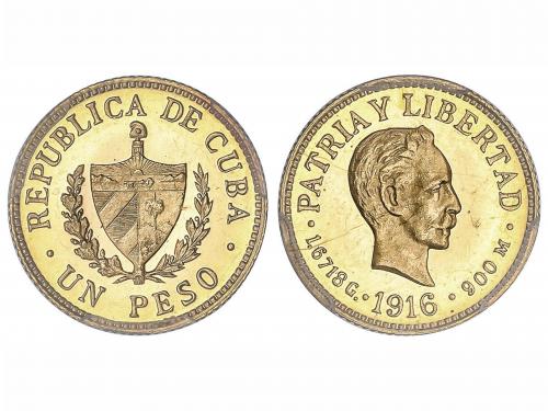 CUBA. 1 Peso. 1916. AU. José Martí. Tirada 100 piezas. (Leve
