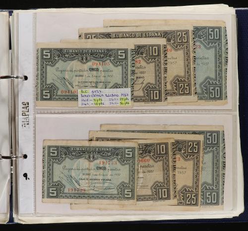 BILLETES ESPAÑOLES. Lote 120 billetes 40 Centimos a 1.000 Pe