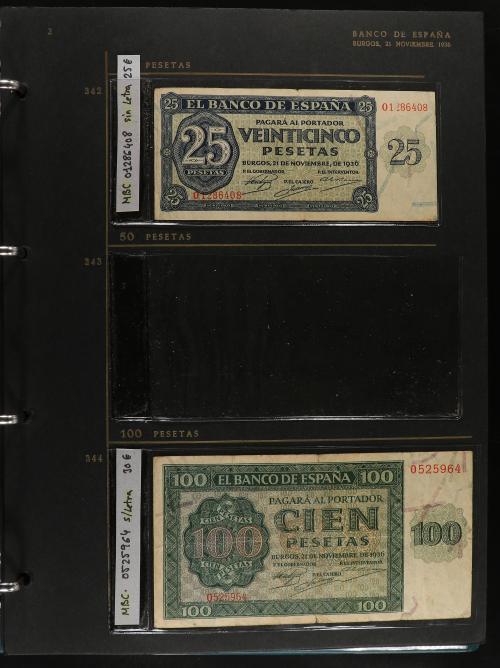 ESTADO ESPAÑOL. Lote 32 billetes 1 a 5.000 Pesetas. 1936 a 1