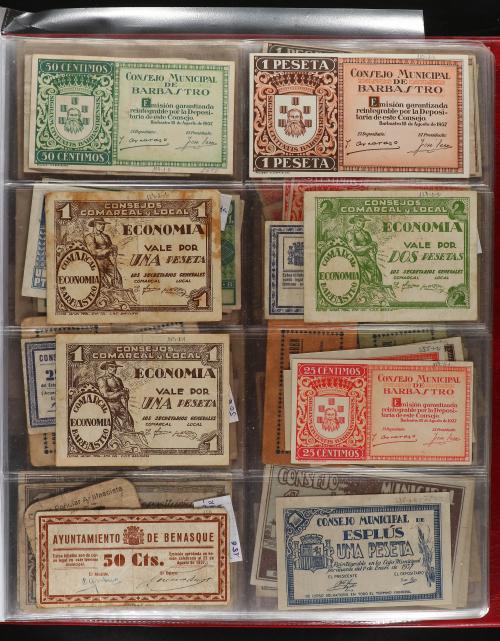 BILLETES LOCALES GUERRA CIVIL. Lote 230 billetes. Interesant