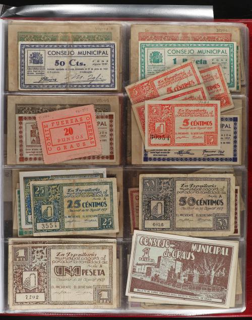 BILLETES LOCALES GUERRA CIVIL. Lote 230 billetes. Interesant