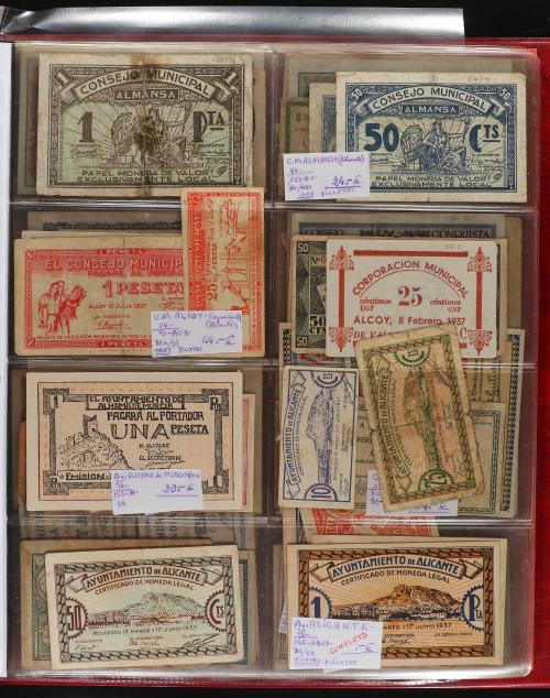 BILLETES LOCALES GUERRA CIVIL. Lote 230 billetes. Interesant