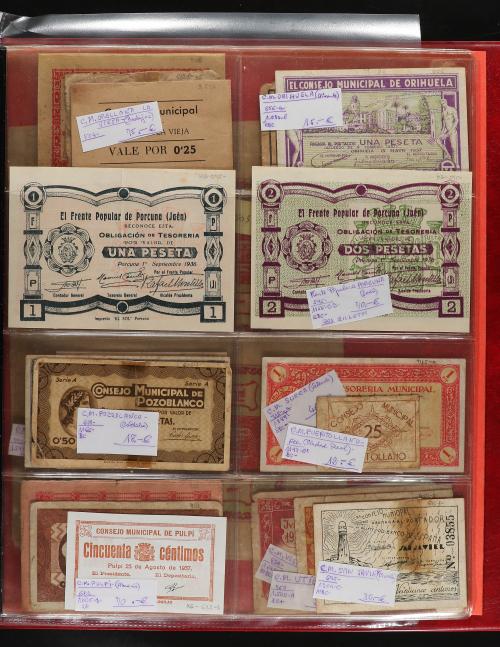 BILLETES LOCALES GUERRA CIVIL. Lote 230 billetes. Interesant