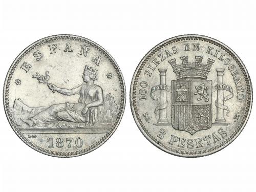 GOB. PROVISIONAL y I REPÚBLICA. 2 Pesetas. 1870 (*18-74). D.