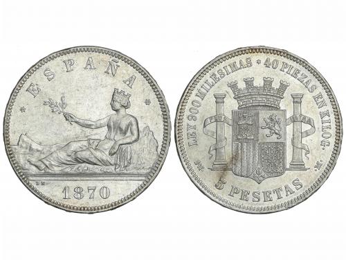 GOB. PROVISIONAL y I REPÚBLICA. 5 Pesetas. 1870 (*18-70). S.