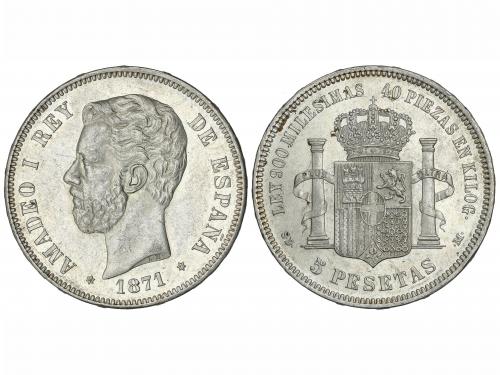 AMADEO I. 5 Pesetas. 1871 (*18-71). S.D.-M. (Levísimas rayit